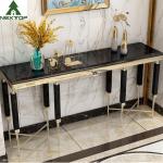 Modern Luxury Hotel Furniture Gold Stainless Steel Marble Decorative Console