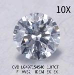 CVD IDEAL Cut Round Diamond Jewelry 1.07 Ct VVS2 F Color Diamond