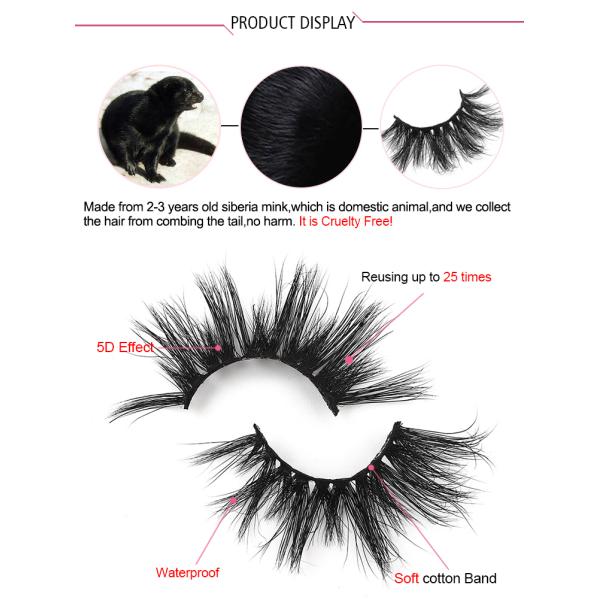 5D 25mm Natural Looking Strip Lashes Dramatic Waterproof Soft Cotton Band