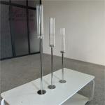 Long Stem Hurricane Pillar Gold Wedding Candle Holder With Chimney Tubes 3pcs
