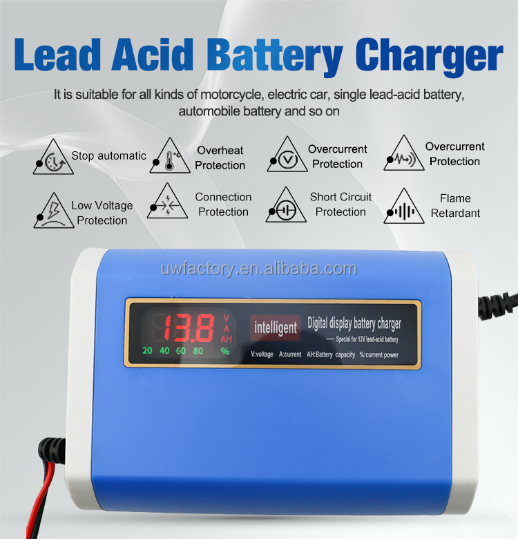 15W/10W/7.5W/5W Automatic Identification Quick Charging Battery Charger for Motorcycle Car Storage Lead Acid Battery