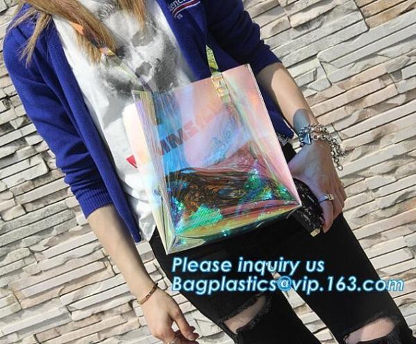 Handbags Shoulder Tote PVC Beach Bags for women with Zipper, pvc tote bag