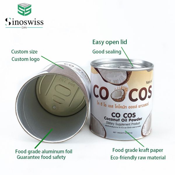 Freshness Locking Paper Cans Packaging Abrasion Proof For Coconut Powder