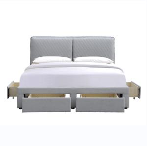 Wholesale Light Grey Linen Tufted Storage Bed 180x200cm Double Air Bag Headboard With Four Drawers from china suppliers