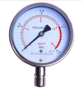 China 108mm Differential Water Pressure Gauge 300 PSI Water Liquid Gas Y-100BF2 on sale