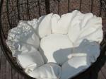 PE Rattan Swing Chair , Garden / Balcony Glider With White Cushion
