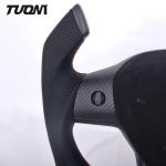 Matte Carbon Fiber Tesla Model 3 Model Y Steering Wheel Perforated Leather