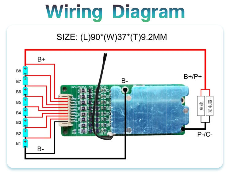 Ebike Lithium Ion Lfp Lto Lipo Solar Lifepo4 Battery BMS Board 8S 15A 24V Battery Management System