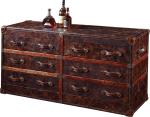 Full Top Genuine Leather Storage Trunk 1.7M Length 6 Drawers For Office / Home