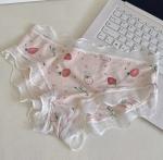 Silk Womens Underwears Teens Cute Fruits Print Elastic Ice Lace Panties