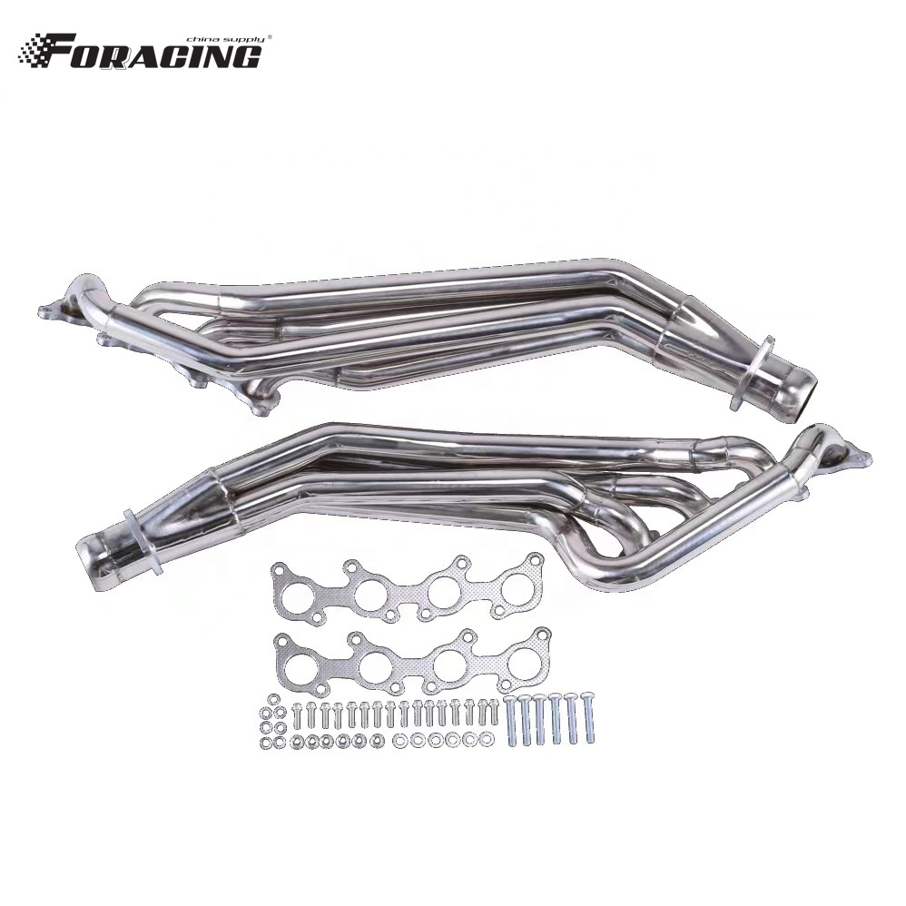 Universal Stainless Steel Exhaust Long Tube Header for Mustang Manifold Racing Car Silver Purpose Replacing/Repairing