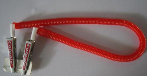 Hot selling for dental promotion using red color plastic coiled lanyard w/metal