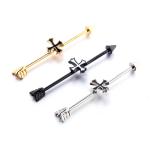 Black body piercing jewelry industrial slider with dichroic opal moon charm