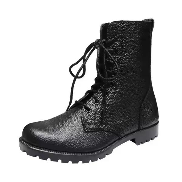 Customized Uniform Tactical Footwear Black Color Leather Boots with Geinuen