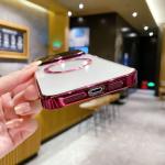 Fashionable Girls Large Window Electroplated Magnetic Phone Cover for iPhone 14