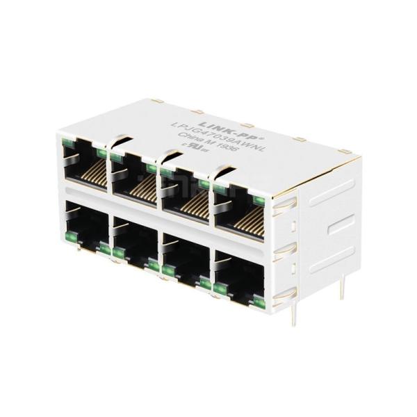 LPJG47039AWNL 2.5G Base-T RJ45 2x4 Port Female Connector With PoE+ Tab Up Green