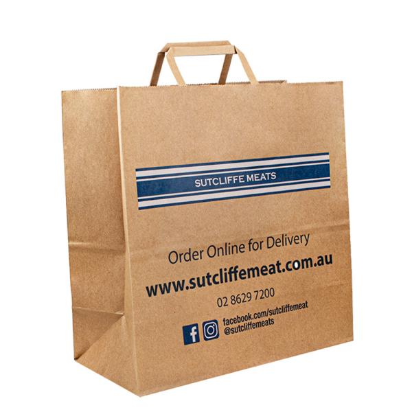 Oil-resistance Inside Finishing Flat Handle Paper Bags Made Of Food Grade Kraft