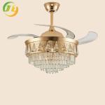 42" Invisible Fan Light Luxury Crystal Ceiling Fan Lamp Home Modern Living Room