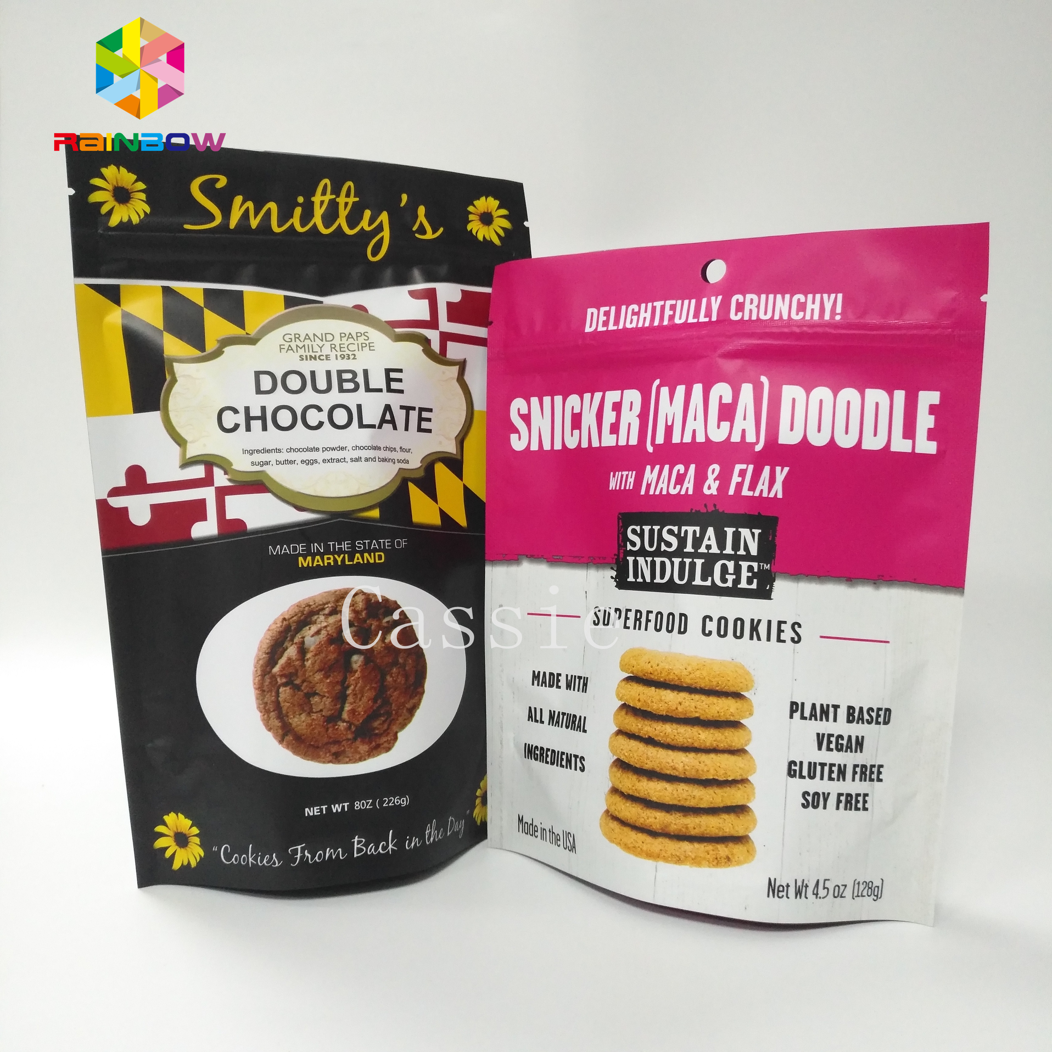 Resealable Snack Bag Packaging Aluminium Foil Stand Up Doypack Zip Lock Pouch