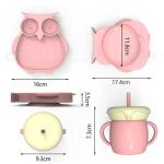 MHC Owl Baby Feeding Products Silicone Feeding Set Bowl Lid Spoon for Baby
