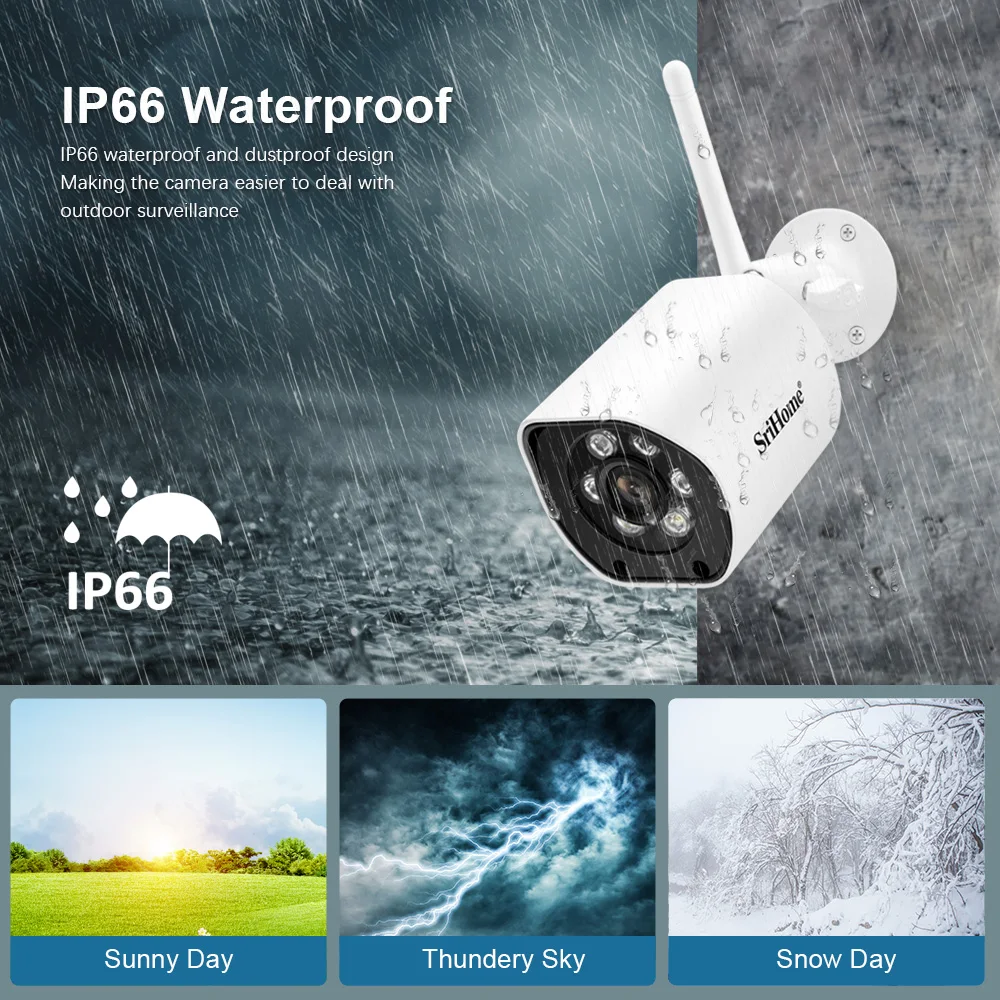 5MP Outdoor Security Waterproof IP66 CCTV Camera Support Digital-WDR IR15 Night Color Vision IP Camera