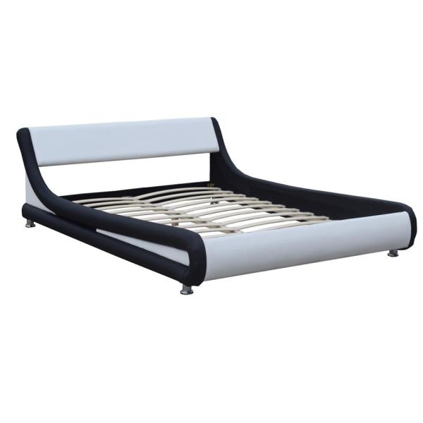 Black Faux Leather Bed Frame Headboard King Single Curved Headboard Bed Frame