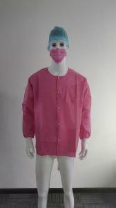 Wholesale S&amp;J High Quality Fluid Resistant Disposable Lab coat SMS Lab Jacket with Knitted Collar from china suppliers