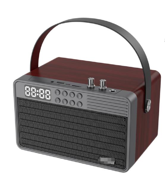 Supports Bluetooth AUX TF Card U Disk FM Radio Wireless Microphone Wooden ABS