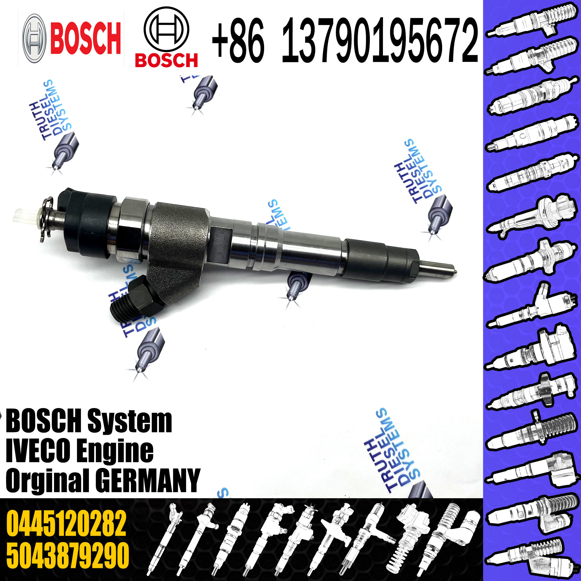 Common Rail Fuel Injector 0445120092 0445120282 For IVECO FIAT 504194432