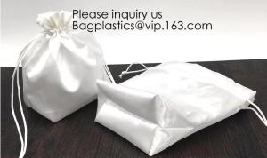 Wholesale Satin Gift Bag With Logo Printing,Personalized White Satin Pouch Bag, Satin Drawstring pouch bag,Plain Square Bottom Sat from china suppliers