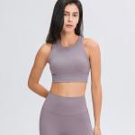 Wholesale High Neck Triangle Hollow Back Custom Compression Sports Bra Yoga Bra