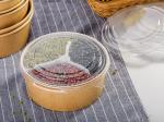 Biodegradable 500ml Kraft Hot Soup Paper Serving Bowls With Lid , Eco Friendly