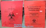 biohazard red color disposable plastic medical bags, Autoclave Biohazard Bags