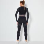 Knitted Womens Seamless Workout Sets High Elastic Two Piece Workout Sets Long