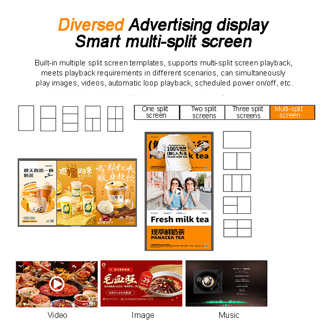 Android Media Player Hanging Advertising Screen Retail Digital Signage Double Side LCD Transparent Display