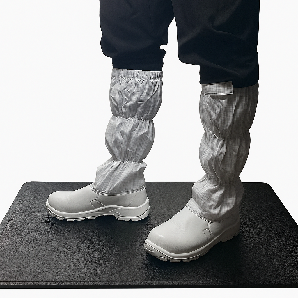 Anti Static ESD Rubber Mat with Dual PVC Layers and Bark Pattern Surface Providing Ergonomic Comfort and Slip Resistance