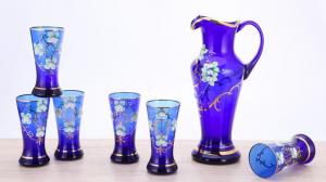 China 7pcs Water Jug Glass Set Purple Restaurant Glass Carafe Set Heat Resistant on sale