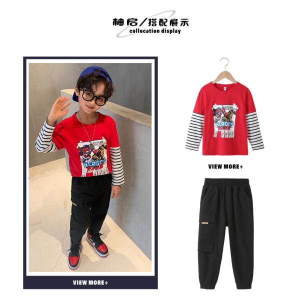 Red White 100 Cotton Childrens Plain Sweatshirts Crewneck Sweatshirts For Guys