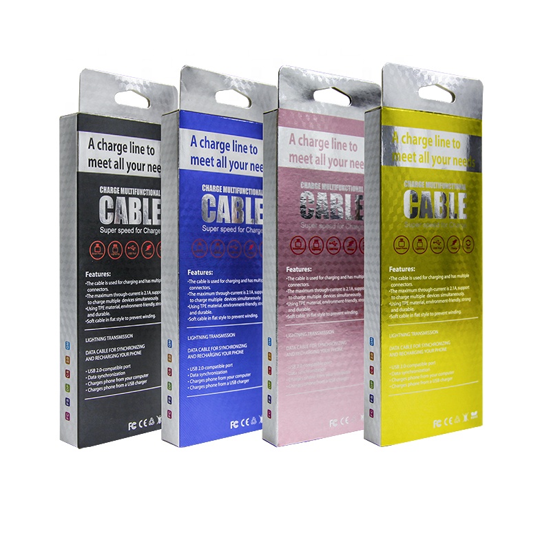 USB Charging Data Cable Packaging Box Custom C1S Art Paper With Blister
