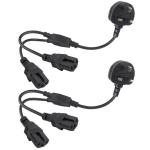 UK Plug Dual C15 Power Cord Industrial Grade 16A 250V 1.5M for Server Rack/Data