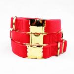 Luxury Dog Collars And Leashes Velvet Cotton Material Red / Black Color