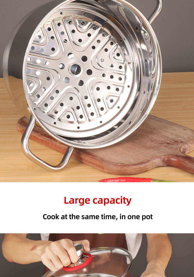 Multi-function Silver Kitchen Cookware Cooking Pot Set Stainless Steel Soup & Stock Pots Sets With Stainless Steel Handle