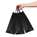 Exhibition Custom Black Kraft Paper Bags With Your Own Logo at and Hand Length