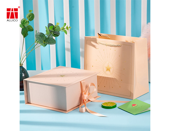 Paper Box Folding Cardboard Printed Magnetic Ribbon Packaging Gift Box Wedding