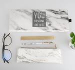 Grey Board Paper Custom Print Marble Design Packing Ballpoint Pen Gift Box