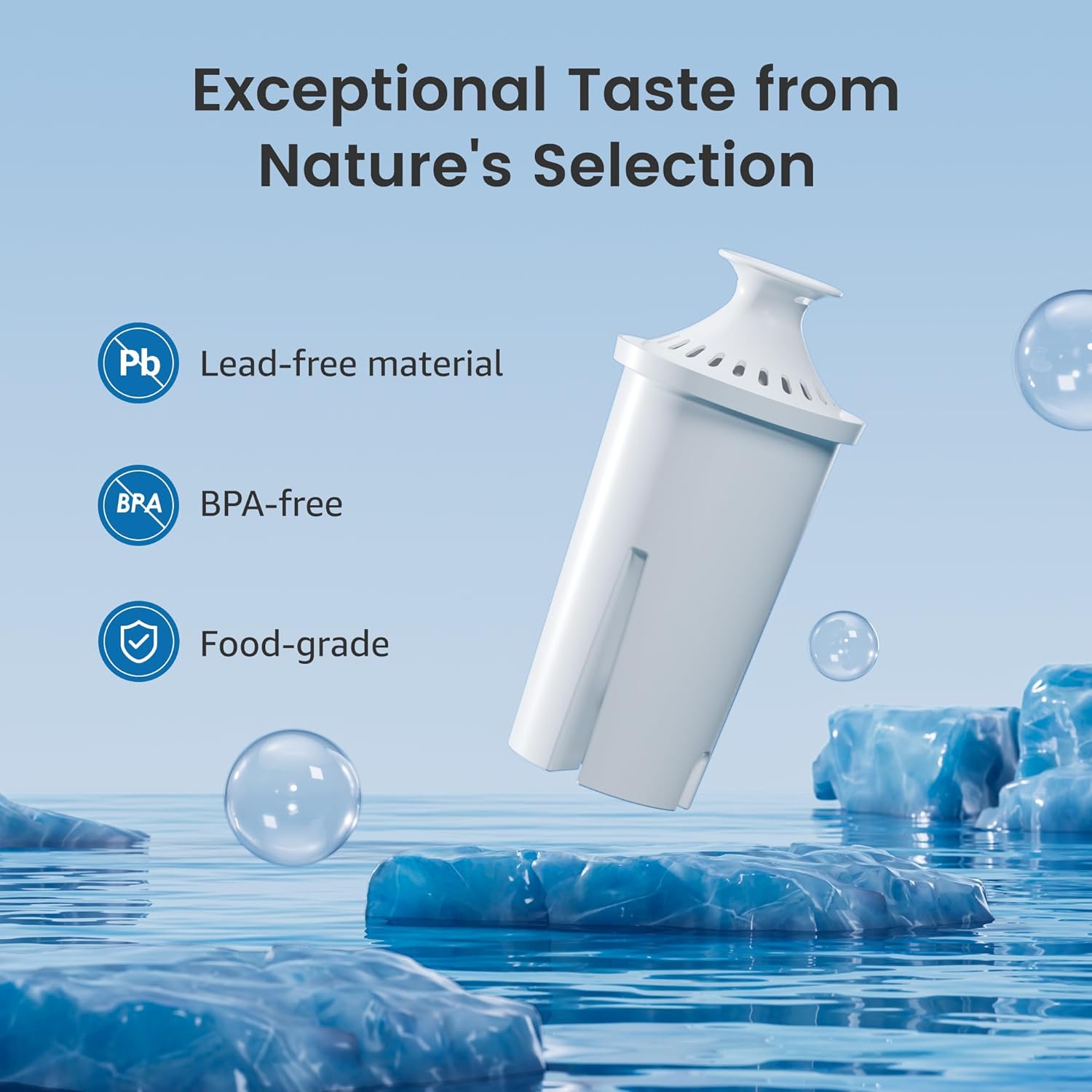 Power W / NSF Certified Pitcher Water Filter for Classic OB03 107007 OEM Replacement