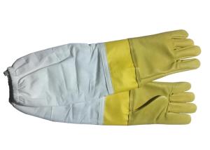Wholesale #13 Yellow Goat Skin And Smoothy Leather Wrist Protector And White Cloth Sleeve Bee Glove from china suppliers