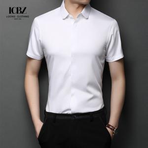 Wholesale Printed Summer Short-Sleeved Shirt for Men Slim-Fit Ice Silk Cotton Casual Shirt from china suppliers