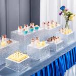 Ripple Pattern Acrylic Dessert Stand with Stone Texture Base for Weddings