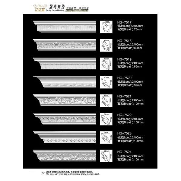 Hot Sale New Skirting Polyurethane Ceiling Mold Decorative PU Crown Moulding